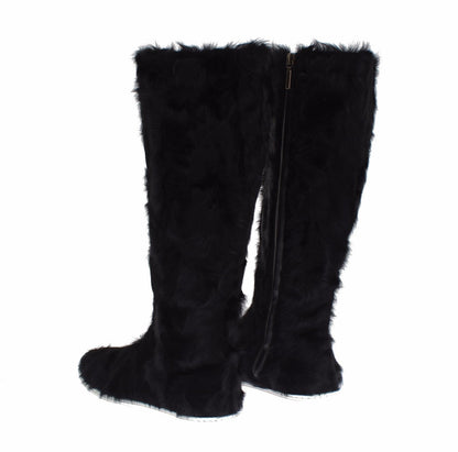 Dolce &amp; Gabbana Schwarze Xiangao-Lederstiefel aus Lammfell