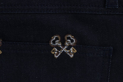 Dolce &amp; Gabbana – Slim Fit-Jeans „KATE“ mit blauer Schlüsselstickerei