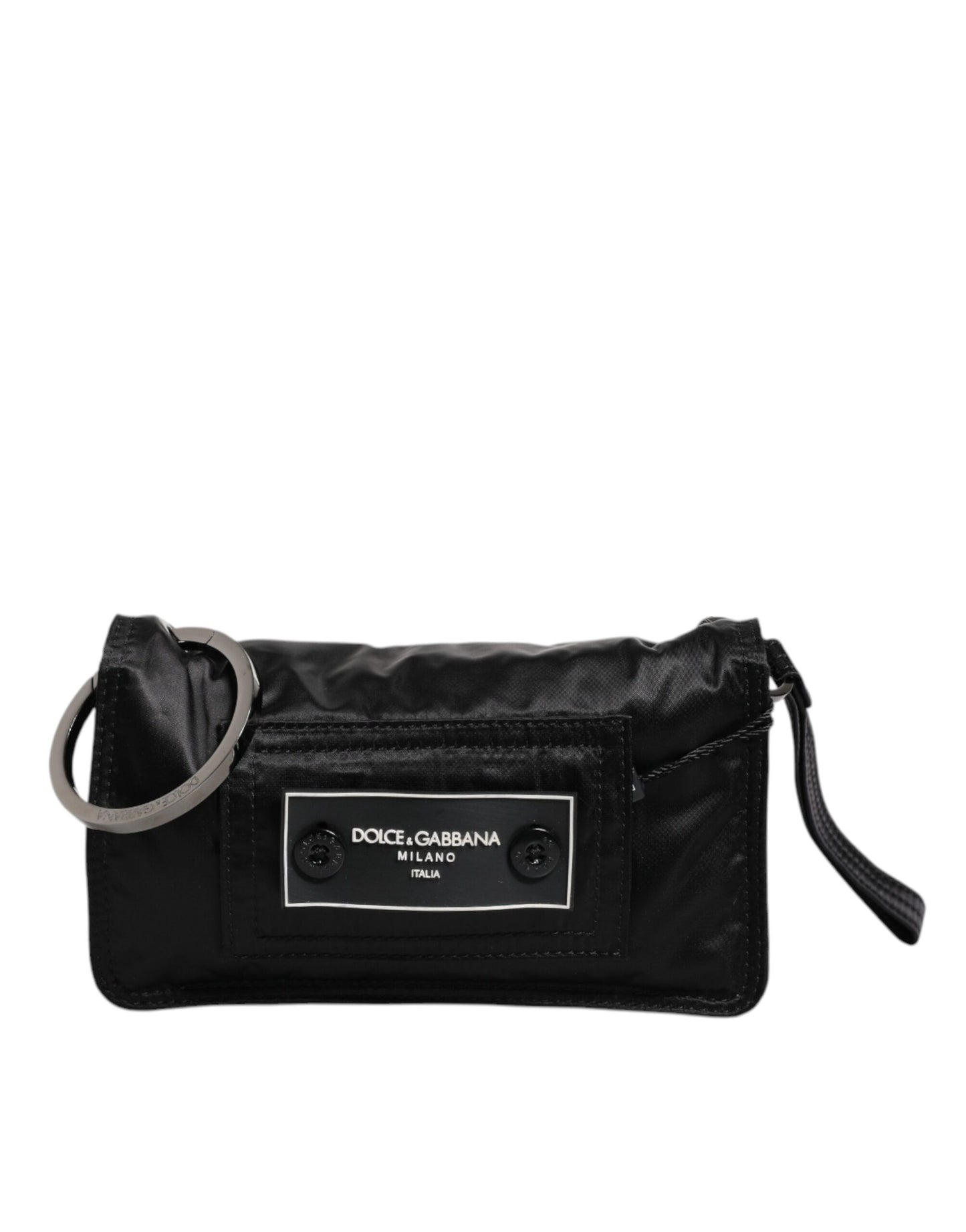 Dolce &amp; Gabbana Black Fabric Logo Two Way Clutch Crossbody Bag