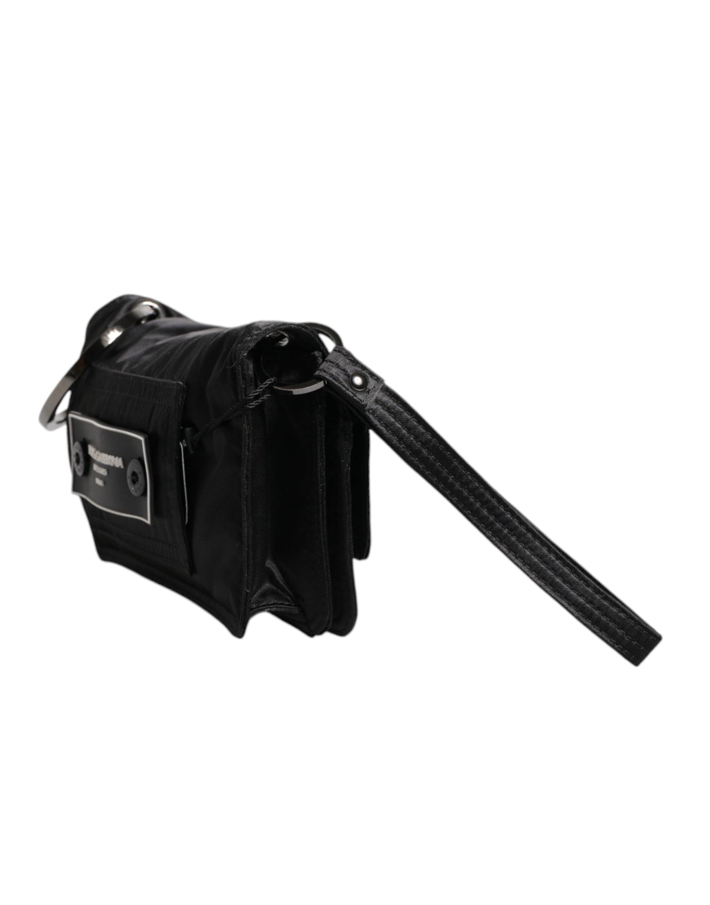 Dolce &amp; Gabbana Black Fabric Logo Two Way Clutch Crossbody Bag