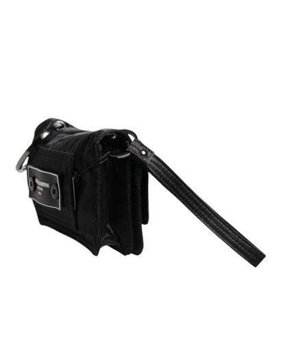 Dolce &amp; Gabbana Black Fabric Logo Two Way Clutch Crossbody Bag