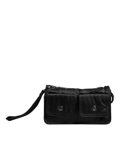Dolce &amp; Gabbana Black Fabric Logo Two Way Clutch Crossbody Bag