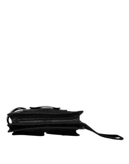 Dolce &amp; Gabbana Black Fabric Logo Two Way Clutch Crossbody Bag