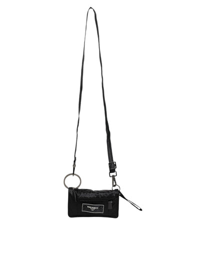 Dolce &amp; Gabbana Black Fabric Logo Two Way Clutch Crossbody Bag