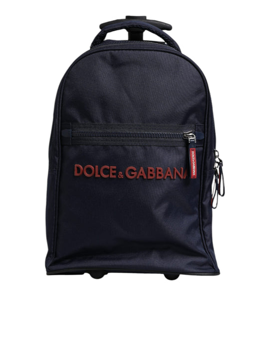 Dolce &amp; Gabbana Blue Red Polyester Kids Back Pack Wheel Suitcase Bag