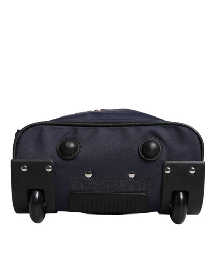 Dolce &amp; Gabbana Blue Red Polyester Kids Back Pack Wheel Suitcase Bag