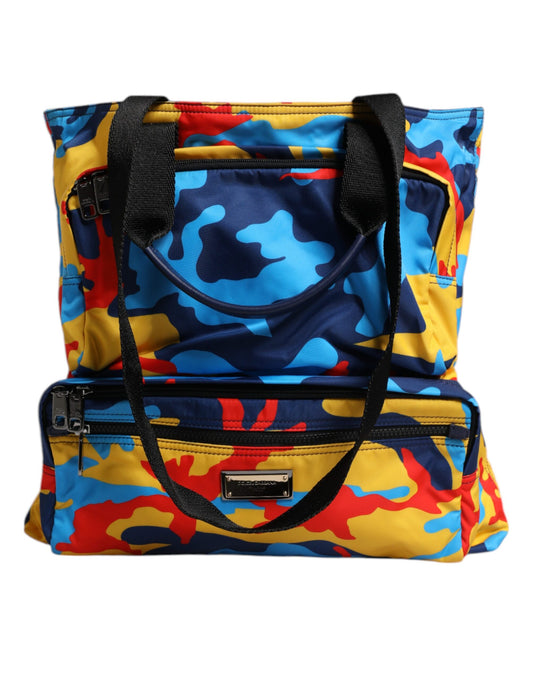 Dolce &amp; Gabbana – Mehrfarbige Camouflage-Einkaufstasche aus Nylon