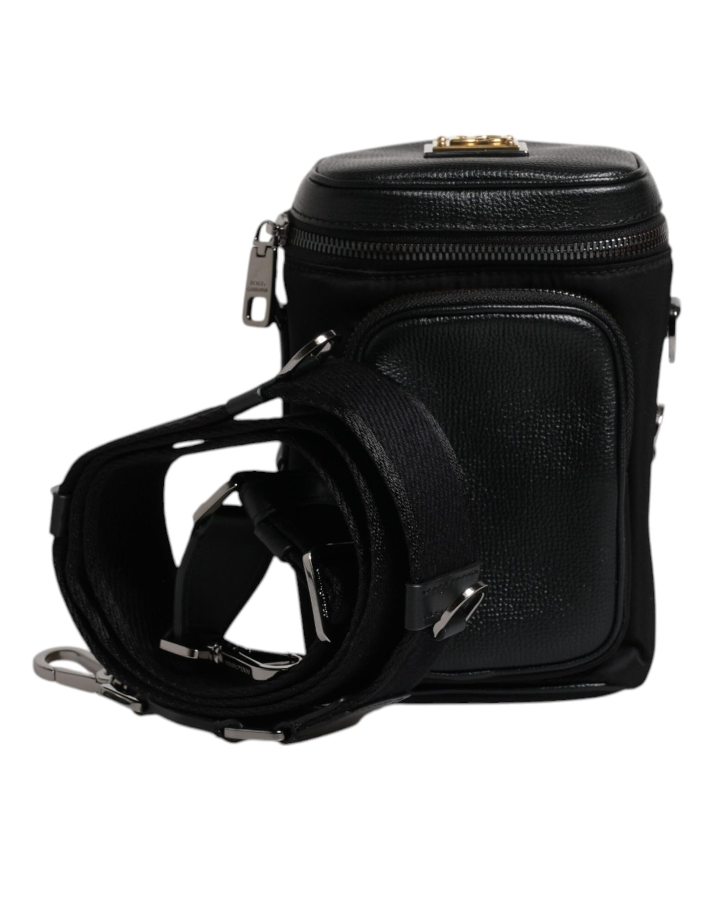 Dolce &amp; Gabbana Black Leather Logo Purse Crossbody Camera Bag