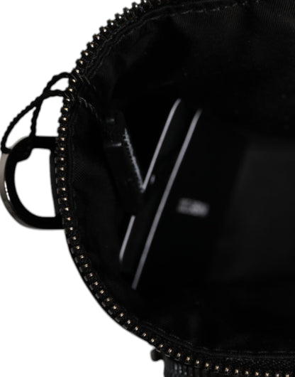 Dolce &amp; Gabbana Black Leather Logo Purse Crossbody Camera Bag