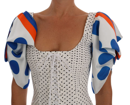 Dolce &amp; Gabbana – Weißes Korsett-Bustier-Oberteil aus gepunkteter Seide