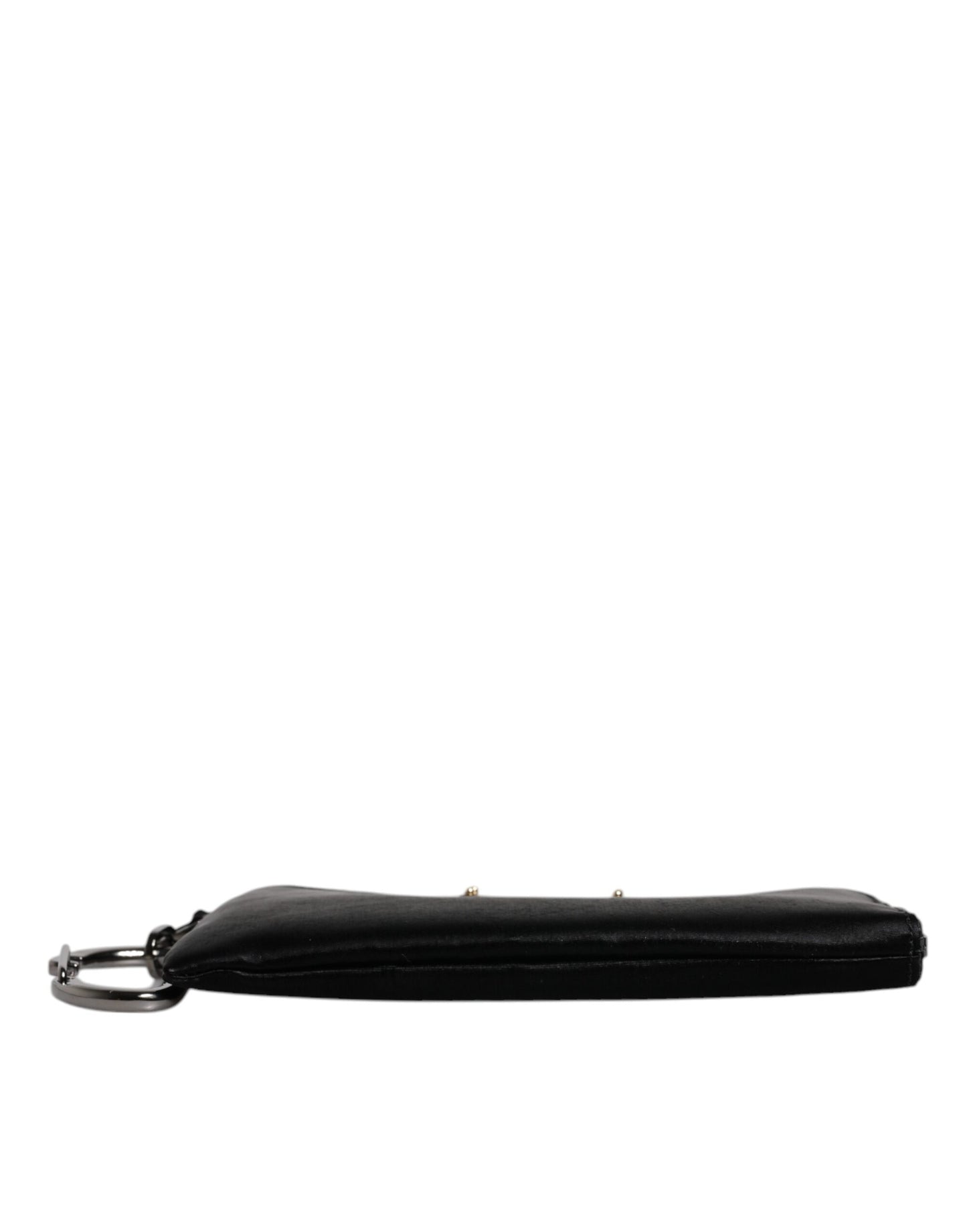 Dolce &amp; Gabbana Black Nylon Logo Plaque Keyring Pouch Clutch Bag