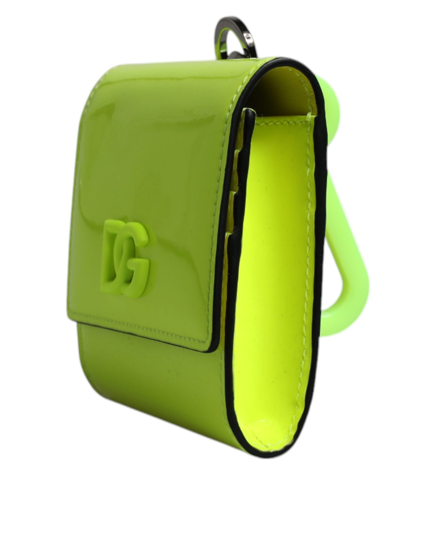 Dolce &amp; Gabbana Yellow Green Bifold DG Logo Neck Strap Cardholder Wallet