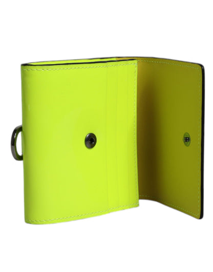 Dolce &amp; Gabbana Yellow Green Bifold DG Logo Neck Strap Cardholder Wallet