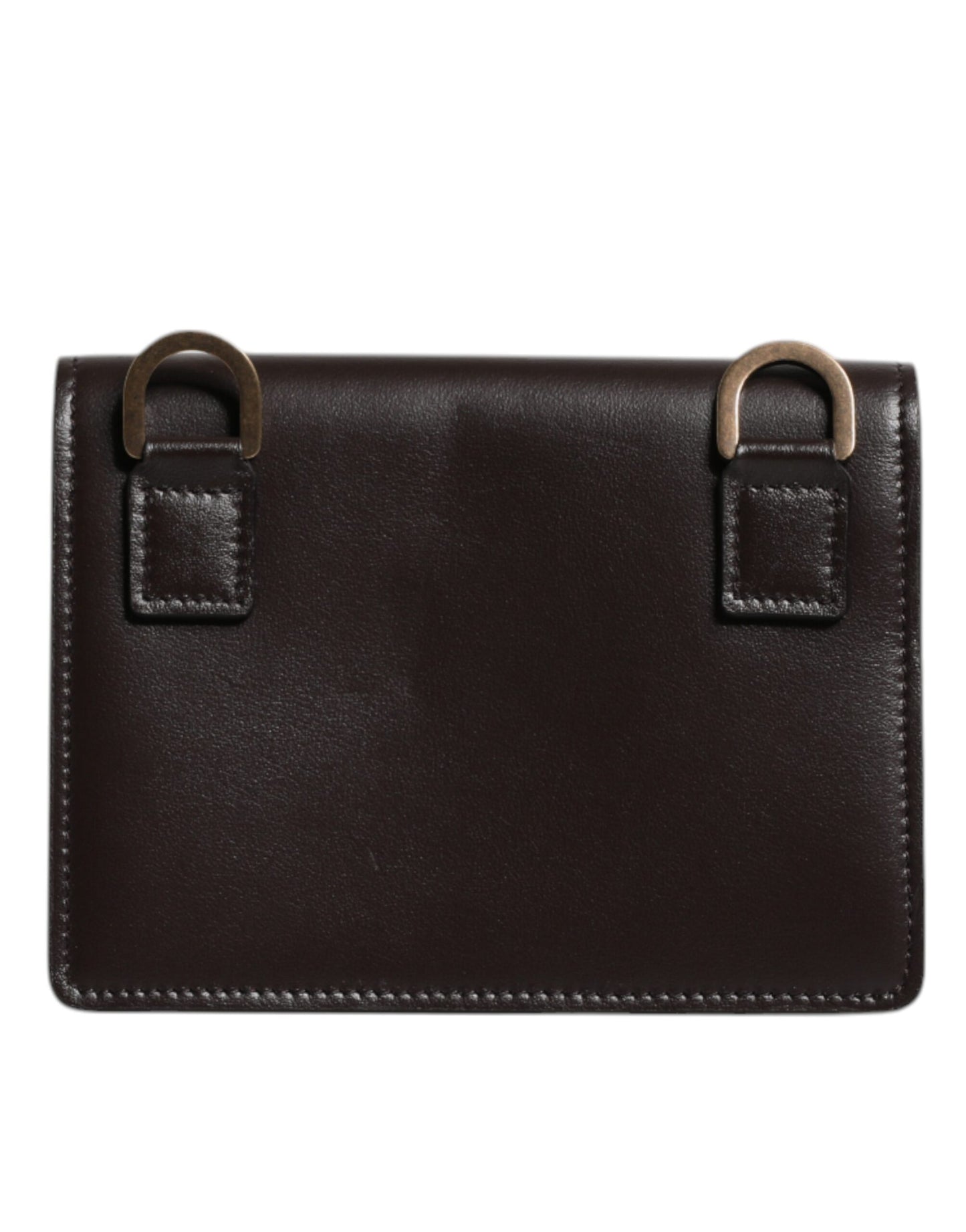 Dolce &amp; Gabbana Brown Leather Bifold DG Logo Cardholder Sling Strap Wallet