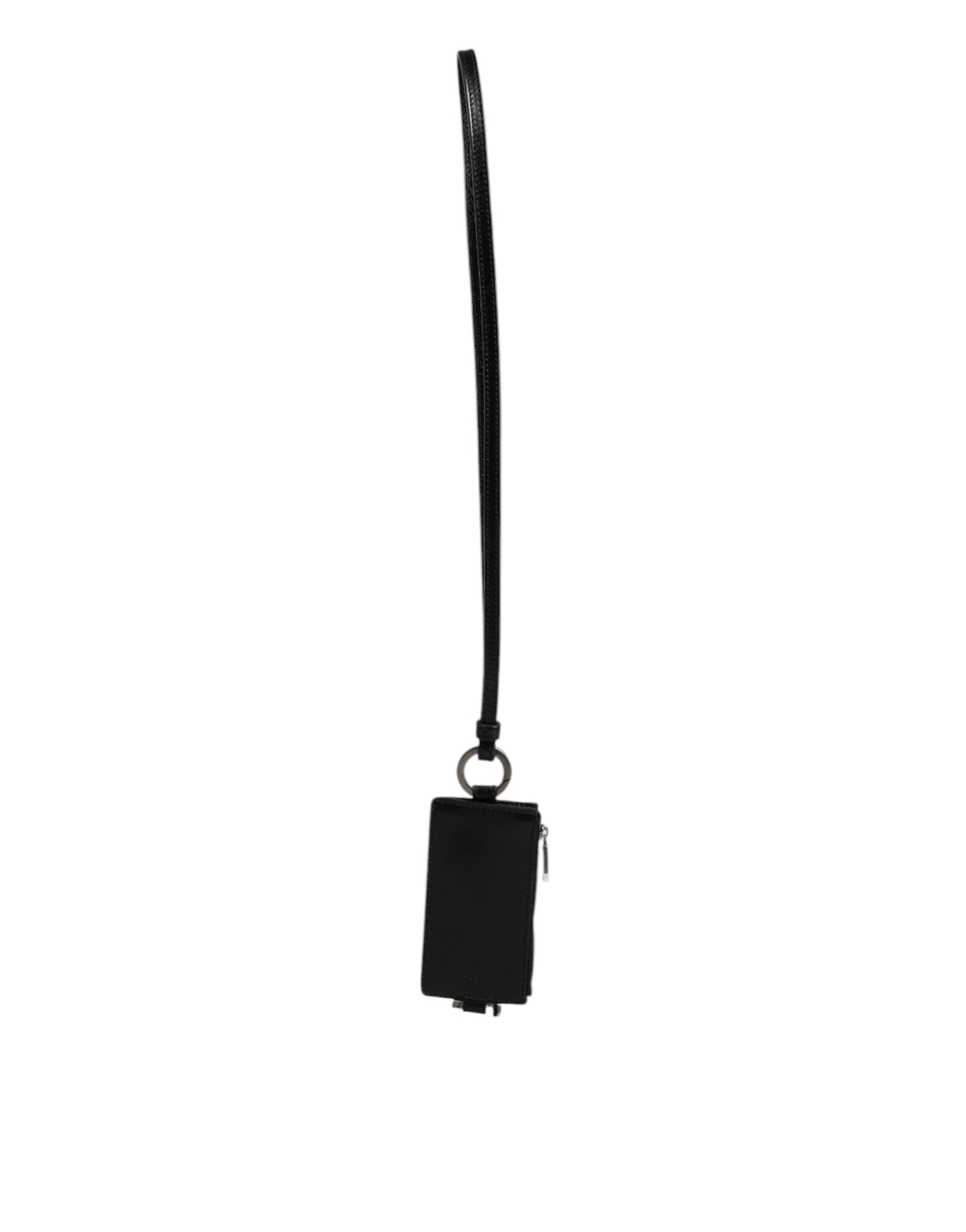Dolce &amp; Gabbana Black Horse Leather Lanyard Logo Card Holder Wallet