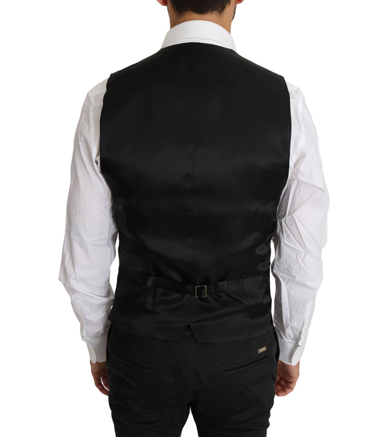 Dolce &amp; Gabbana Schwarze Weste aus massiver Wolle und Seide