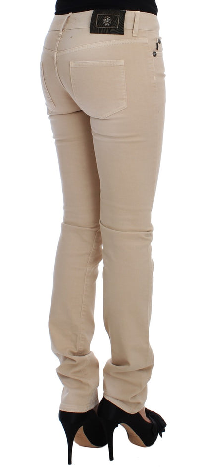 Cavalli Slim Fit Jeans aus Baumwollstretch in Beige-Waschung