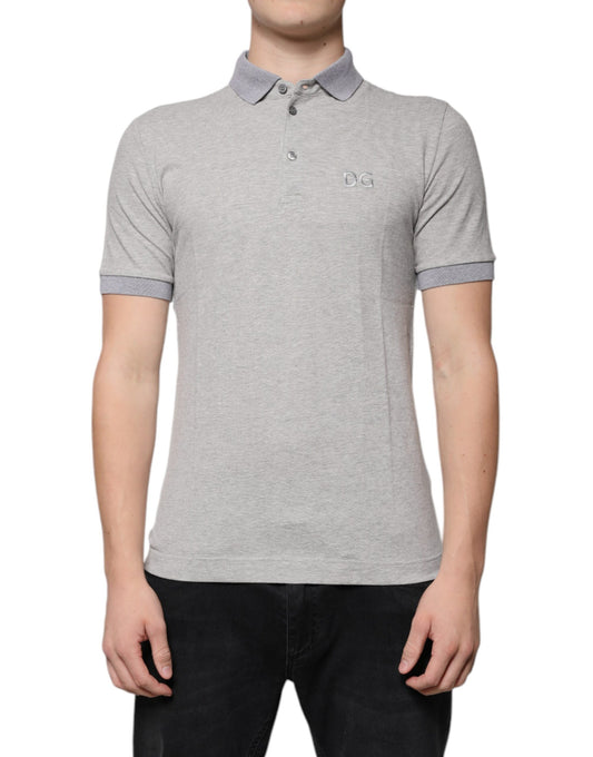 Dolce &amp; Gabbana Gray Collared Short Sleeves Men Polo T-shirt