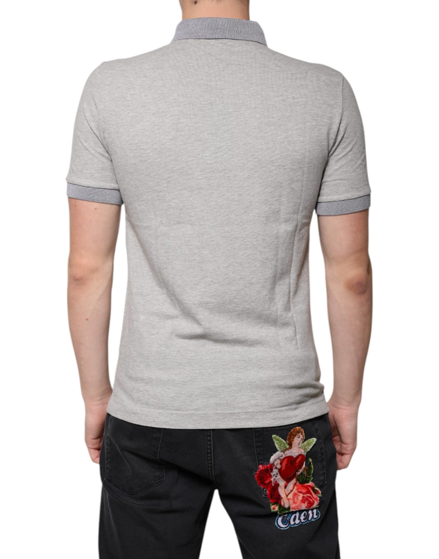 Dolce &amp; Gabbana Gray Collared Short Sleeves Men Polo T-shirt