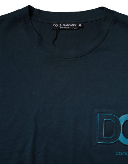 Dolce &amp; Gabbana – Blaues T-Shirt mit Rundhalsausschnitt und kurzen Ärmeln