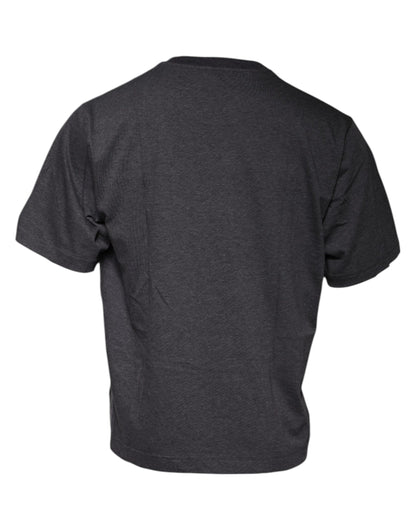 Dolce &amp; Gabbana – Dunkelgraues T-Shirt mit Rundhalsausschnitt und kurzen Ärmeln