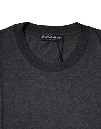Dolce &amp; Gabbana – Dunkelgraues T-Shirt mit Rundhalsausschnitt und kurzen Ärmeln