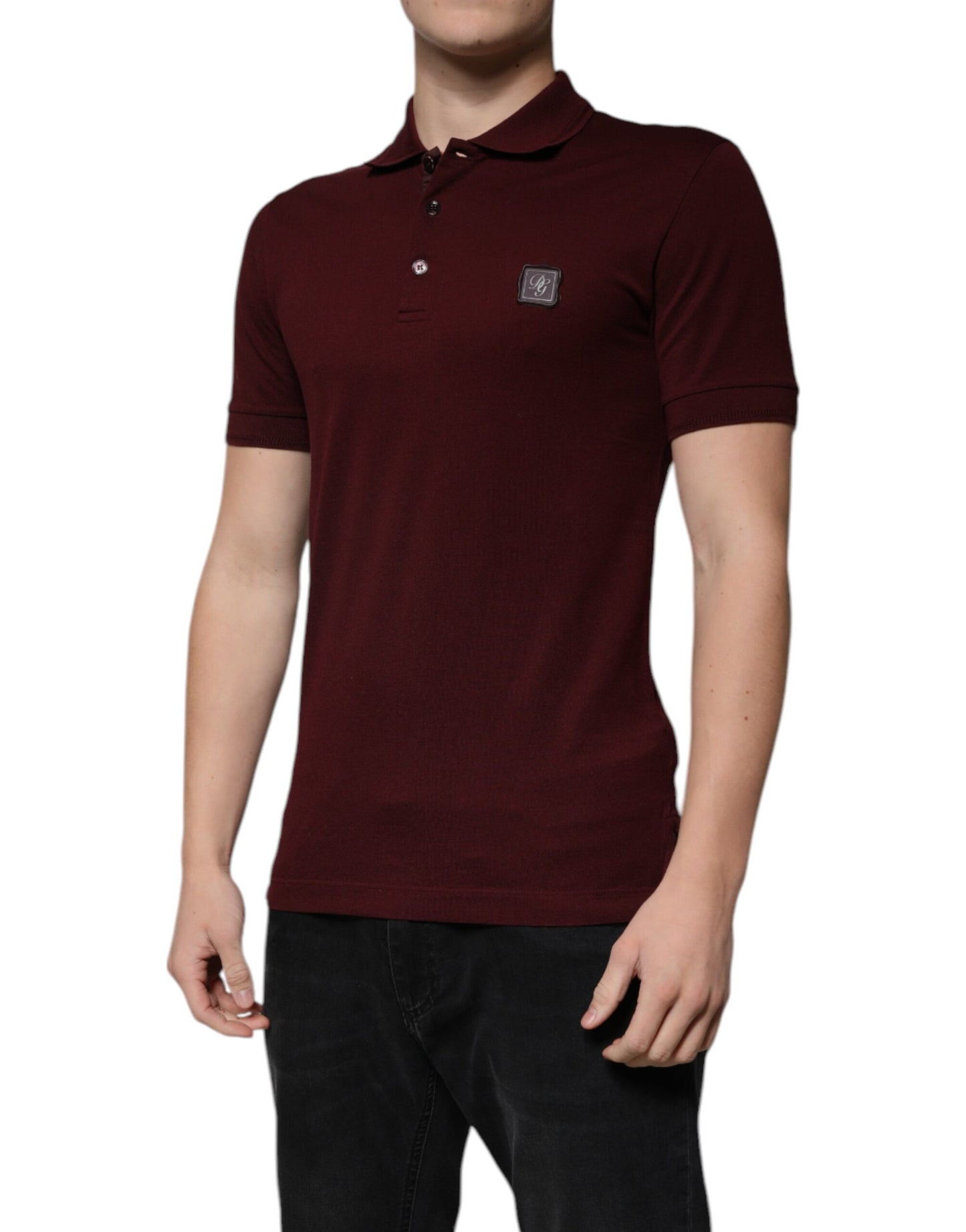Dolce &amp; Gabbana Maroon Collared Short Sleeves Polo T-shirt