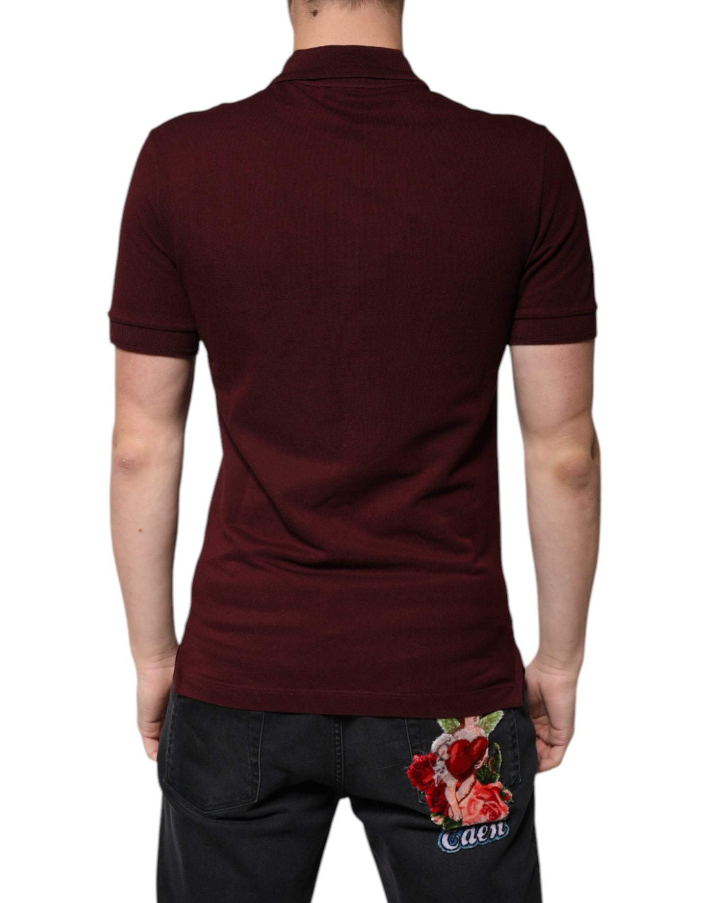 Dolce &amp; Gabbana Maroon Collared Short Sleeves Polo T-shirt