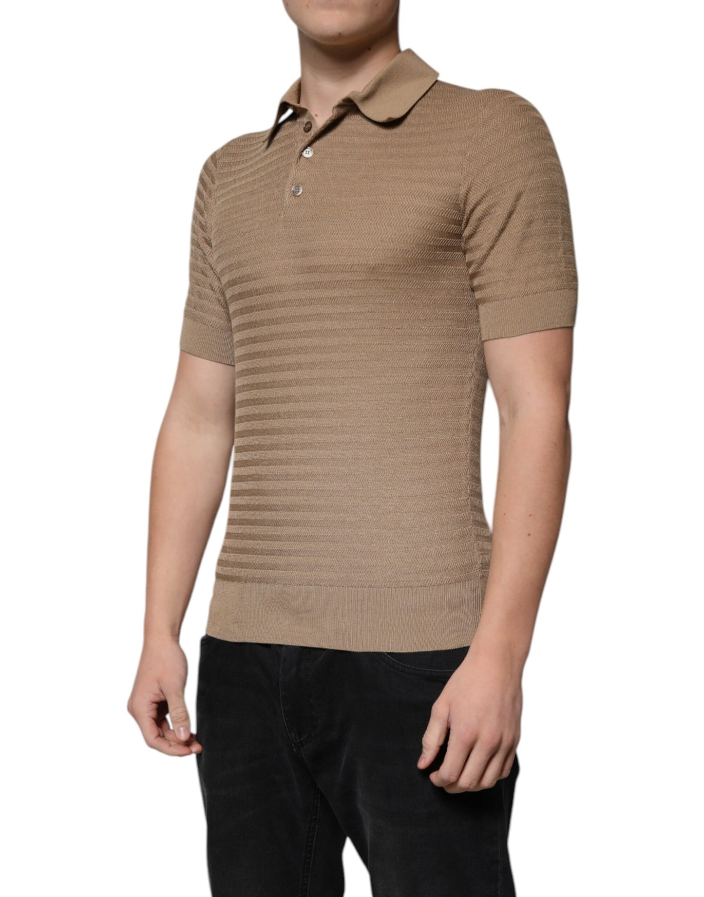 Dolce &amp; Gabbana Brown Collared Short Sleeves Polo T-shirt