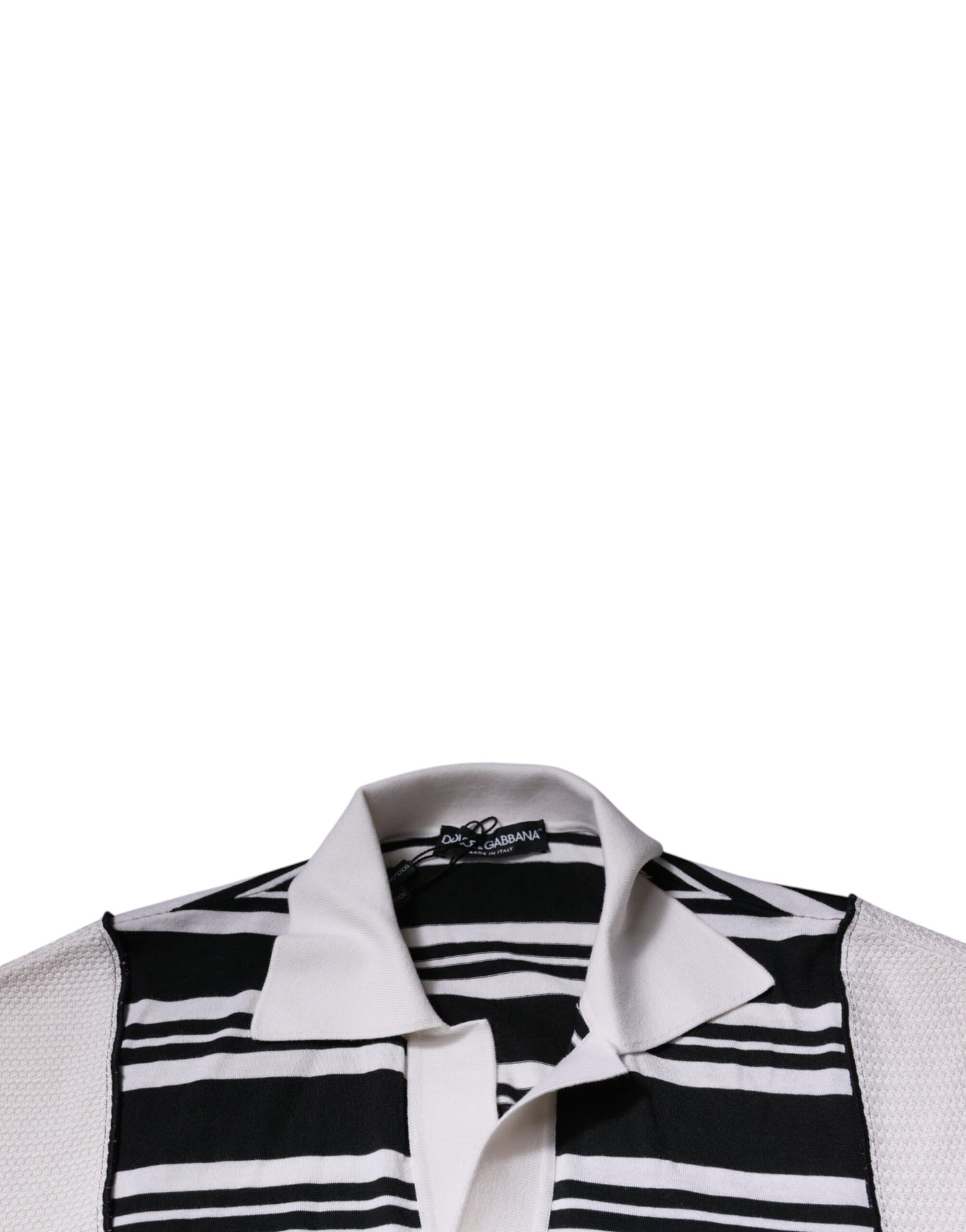 Dolce &amp; Gabbana Black White Stripes Collared Polo T-shirt
