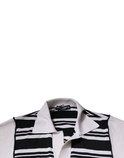 Dolce &amp; Gabbana Black White Stripes Collared Polo T-shirt