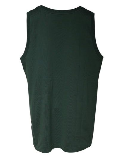 Dolce &amp; Gabbana Grünes DG-ärmelloses Tank-T-Shirt mit Rundhalsausschnitt