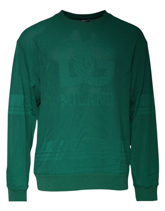 Dolce &amp; Gabbana Green Logo Nylon Crew Neck Pullover Sweater