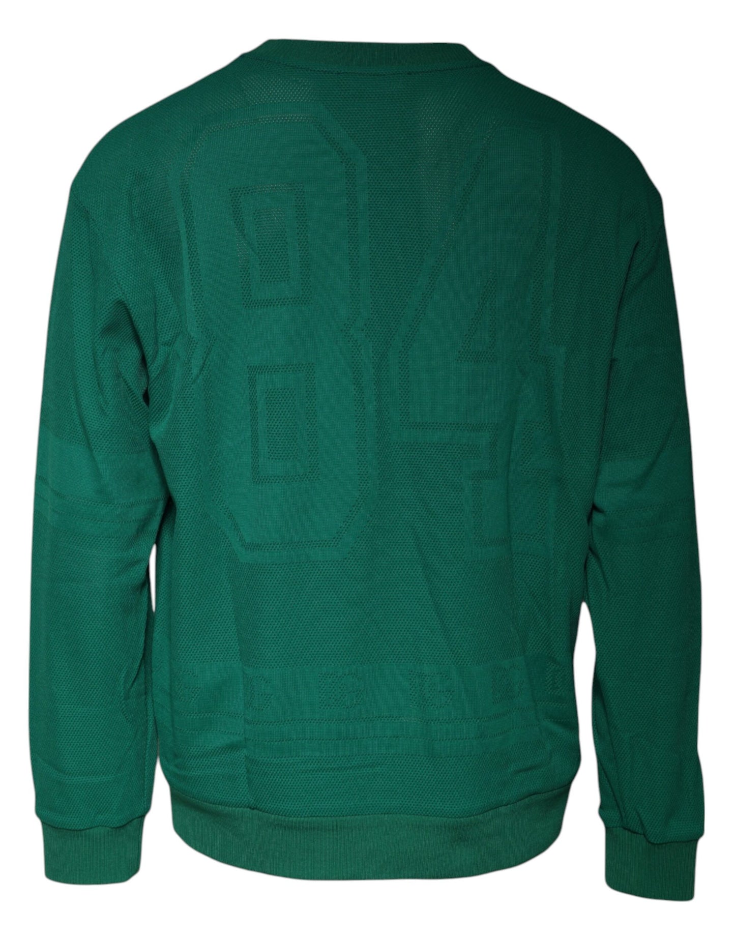 Dolce &amp; Gabbana – Grüner Pullover mit Rundhalsausschnitt und Logo aus Nylon