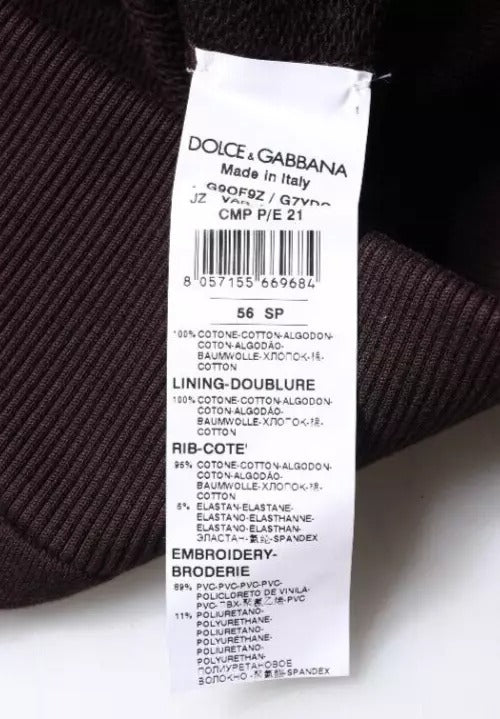 Dolce &amp; Gabbana Brown Cotton Hooded Men Sweatshirt Sweater
