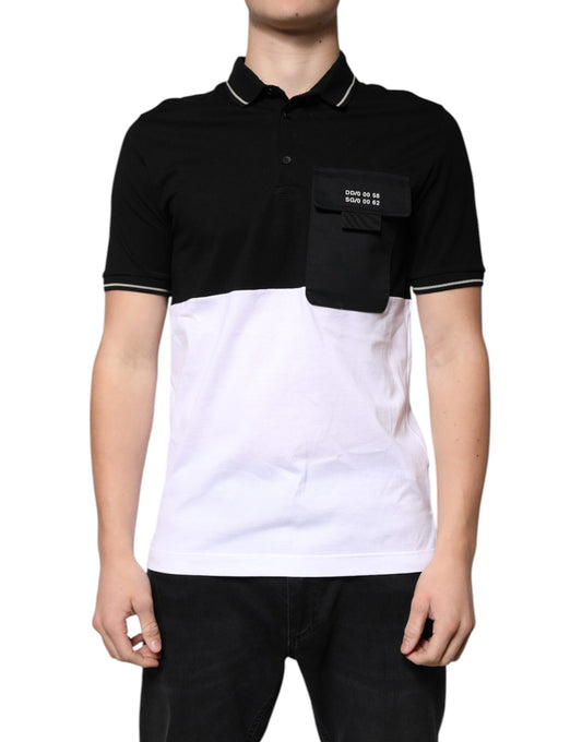 Dolce &amp; Gabbana Black White Cotton Short Sleeves Polo T-shirt