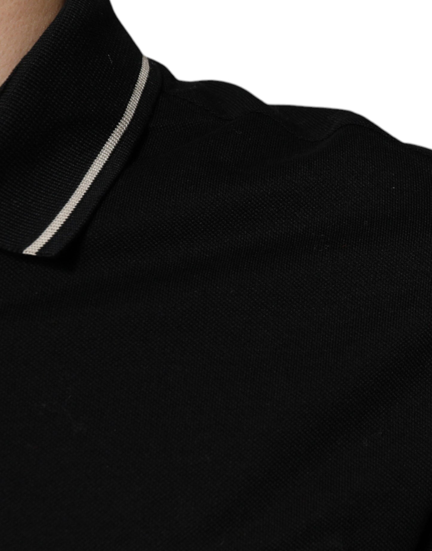 Dolce &amp; Gabbana Black White Cotton Short Sleeves Polo T-shirt