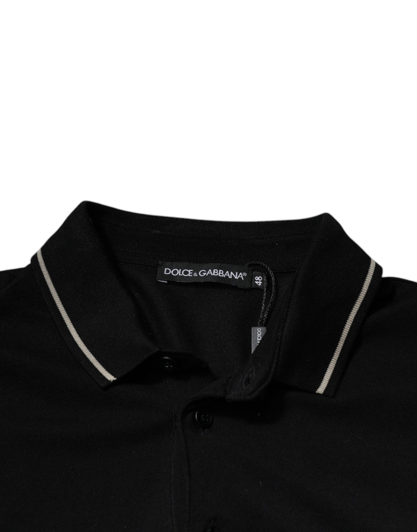 Dolce &amp; Gabbana Black White Cotton Short Sleeves Polo T-shirt