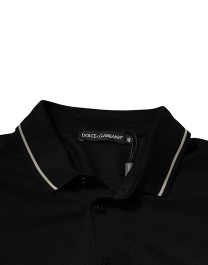 Dolce &amp; Gabbana Black White Cotton Short Sleeves Polo T-shirt