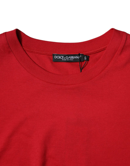 Dolce &amp; Gabbana – Kurzes T-Shirt mit Rundhalsausschnitt und rotem Logo-Print