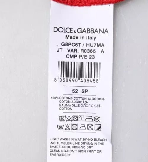 Dolce &amp; Gabbana – Kurzes T-Shirt mit Rundhalsausschnitt und rotem Logo-Print