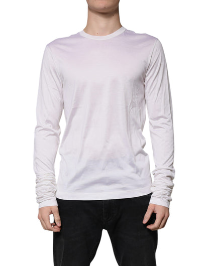 Dolce &amp; Gabbana White Silk Crew Neck Men Pullover Sweater