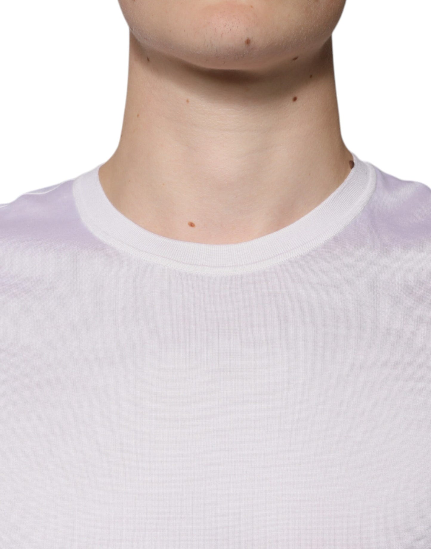Dolce &amp; Gabbana White Silk Crew Neck Men Pullover Sweater