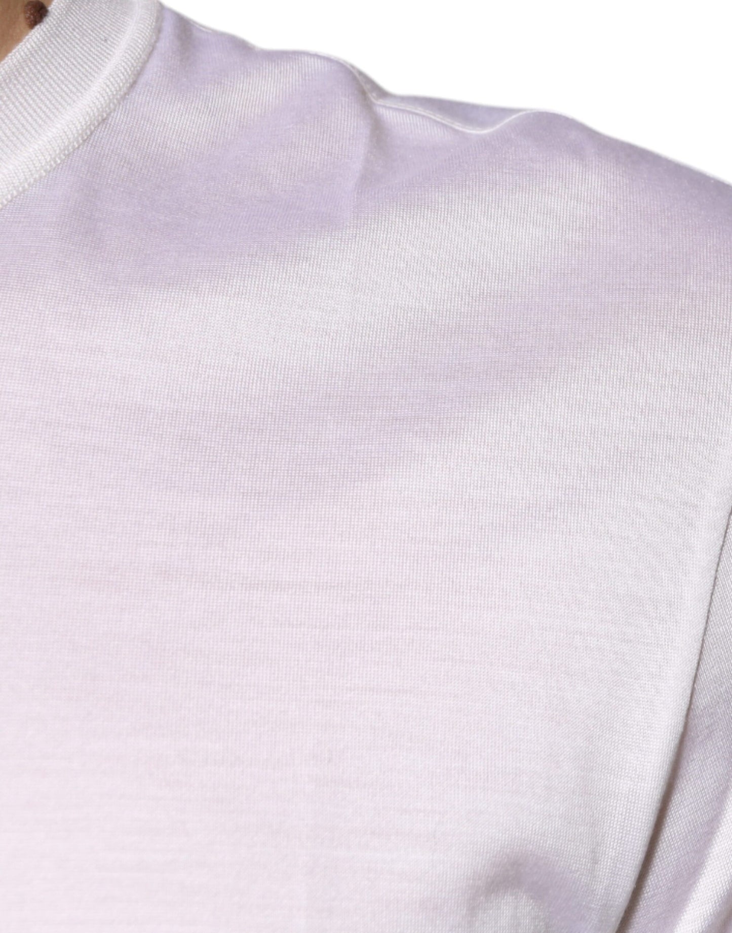 Dolce &amp; Gabbana White Silk Crew Neck Men Pullover Sweater