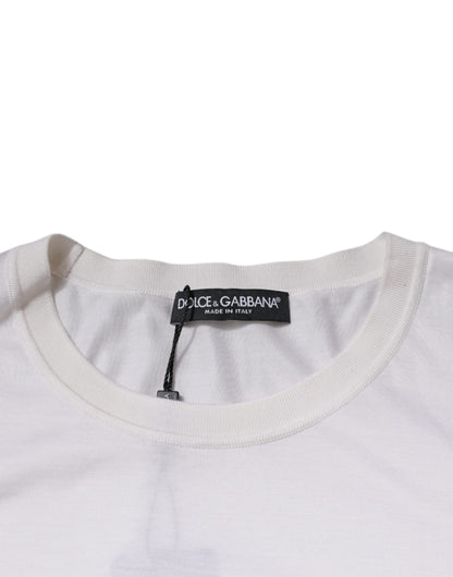 Dolce &amp; Gabbana White Silk Crew Neck Men Pullover Sweater