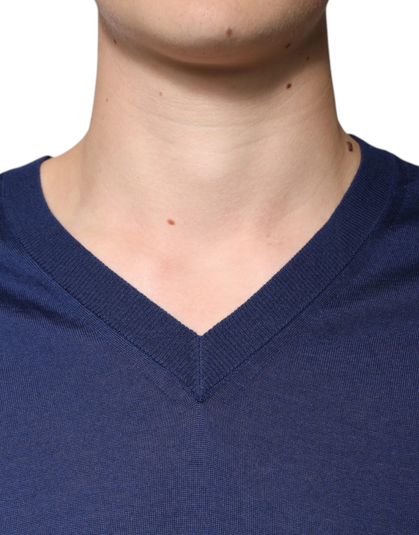 Dolce &amp; Gabbana Navy Blue Cashmere V-neck Pullover Sweater
