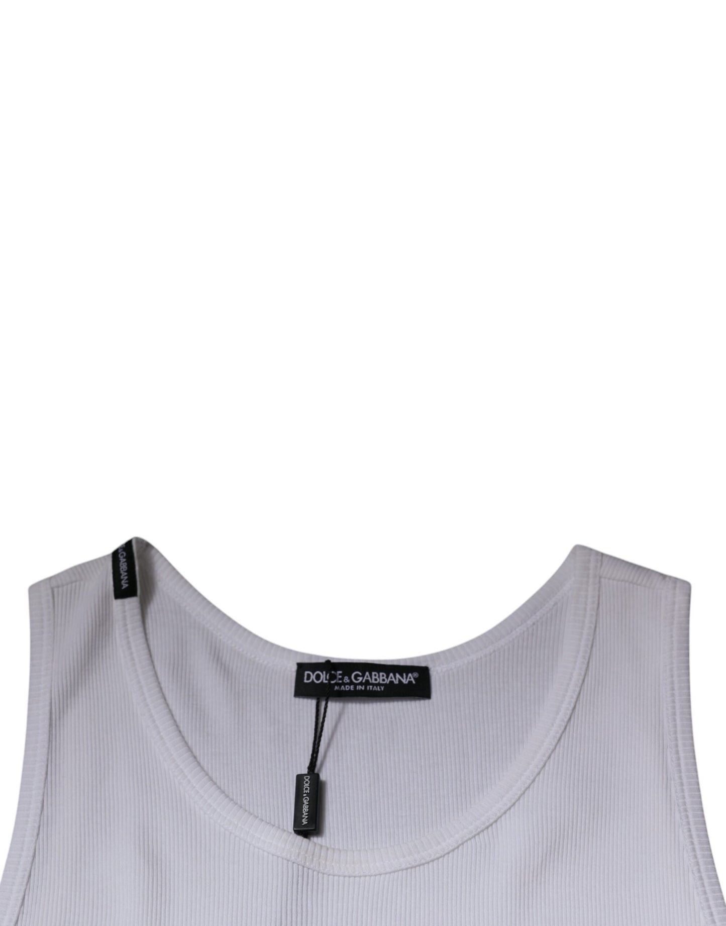 Dolce &amp; Gabbana – Ärmelloses Tank-T-Shirt aus weißer Baumwolle mit Rundhalsausschnitt