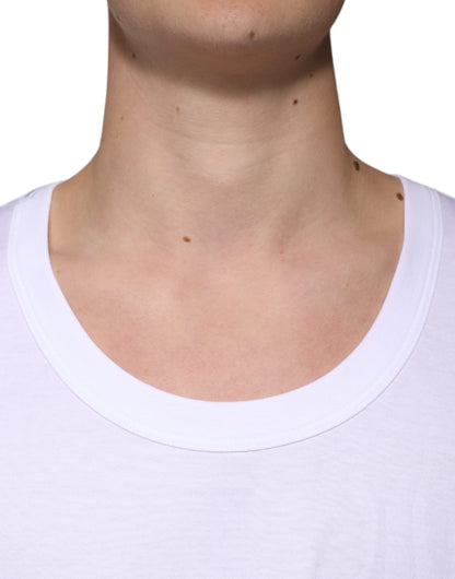 Dolce &amp; Gabbana – Ärmelloses Tank-T-Shirt aus weißer Baumwolle mit Rundhalsausschnitt