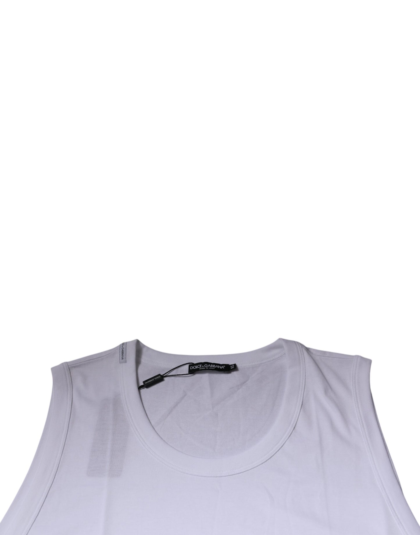 Dolce &amp; Gabbana – Ärmelloses Tank-T-Shirt aus weißer Baumwolle mit Rundhalsausschnitt