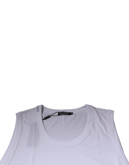 Dolce &amp; Gabbana – Ärmelloses Tank-T-Shirt aus weißer Baumwolle mit Rundhalsausschnitt
